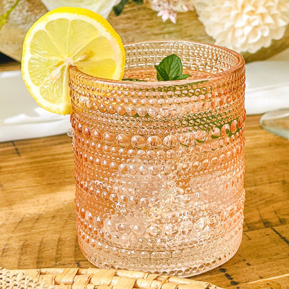 10 oz Beaded Rose Gold Old Fashion Glass