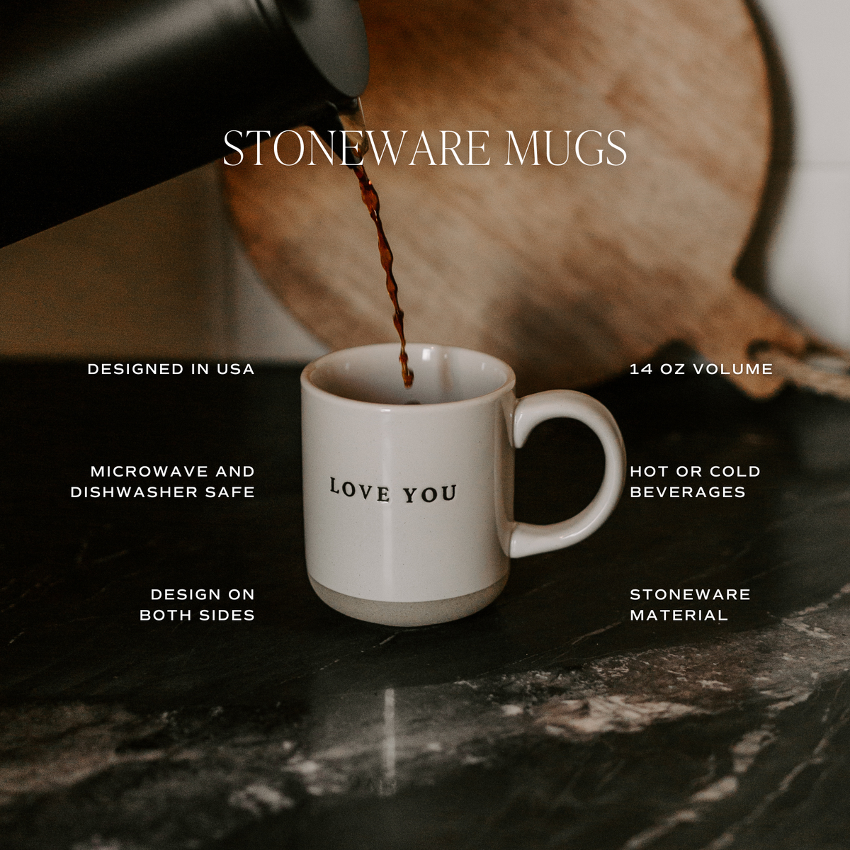 Blue Floral Stoneware Coffee Mug - Summer Home Decor