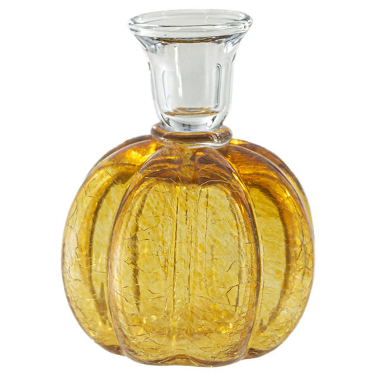 4.25" Round Umber Glass Pumpkin Candle Stick
