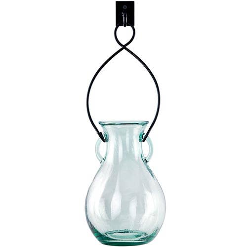 18" French Country Hanging Glass Vase & Wall Hook