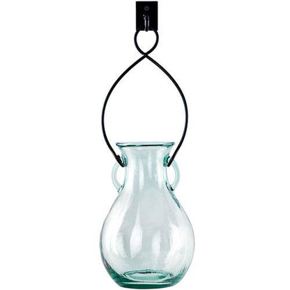 18" French Country Hanging Glass Vase & Wall Hook