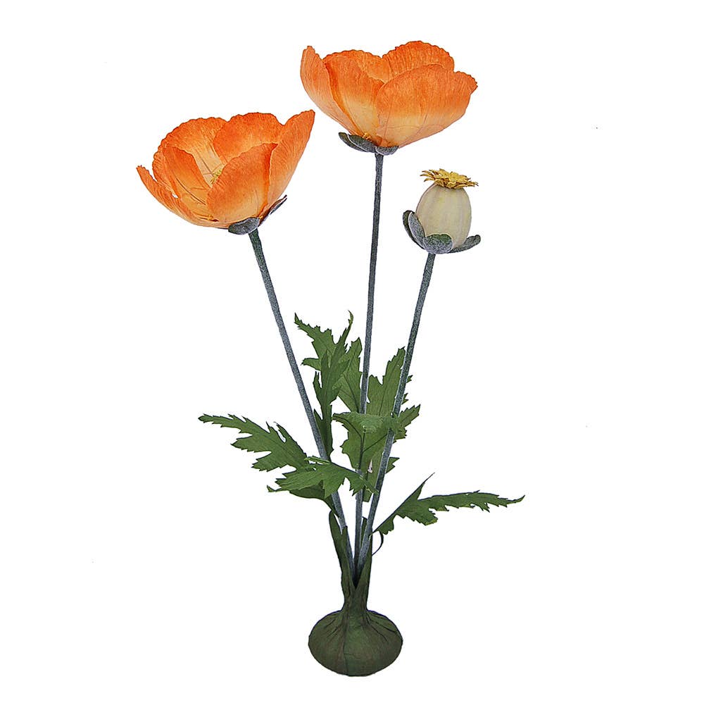 45" Poppy Faux Flower Stem