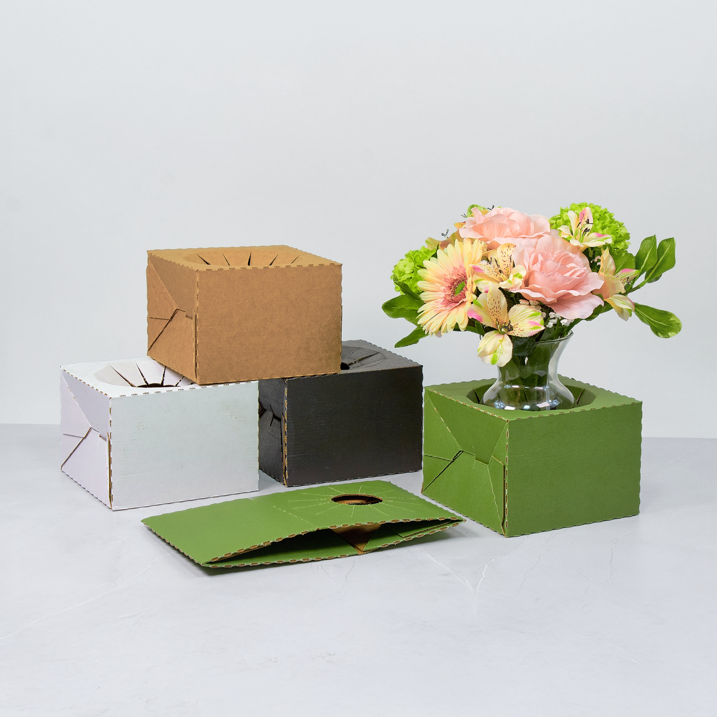 50PK - 6.5"L Pop Up Floral Delivery Box for Vase Transport