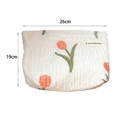 Floral Tulip Cosmetic Bag Large Travel Pouch
