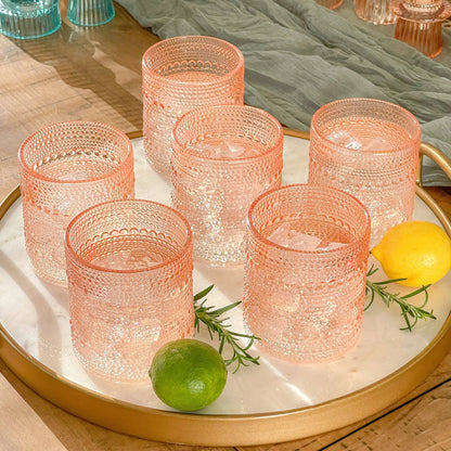 10 oz Beaded Rose Gold Old Fashion Glass
