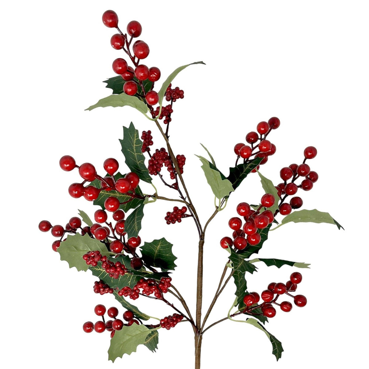 Christmas Traditions Holly Berry Spray w/ Gold Veins 24"