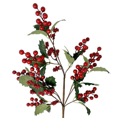 Christmas Traditions Holly Berry Spray w/ Gold Veins 24"