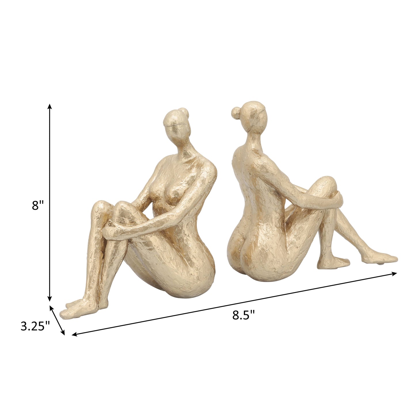 Gold Resin Modern Lady Pair Bookend 8"