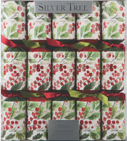 10ct Berries and Watercolor Christmas Crackers