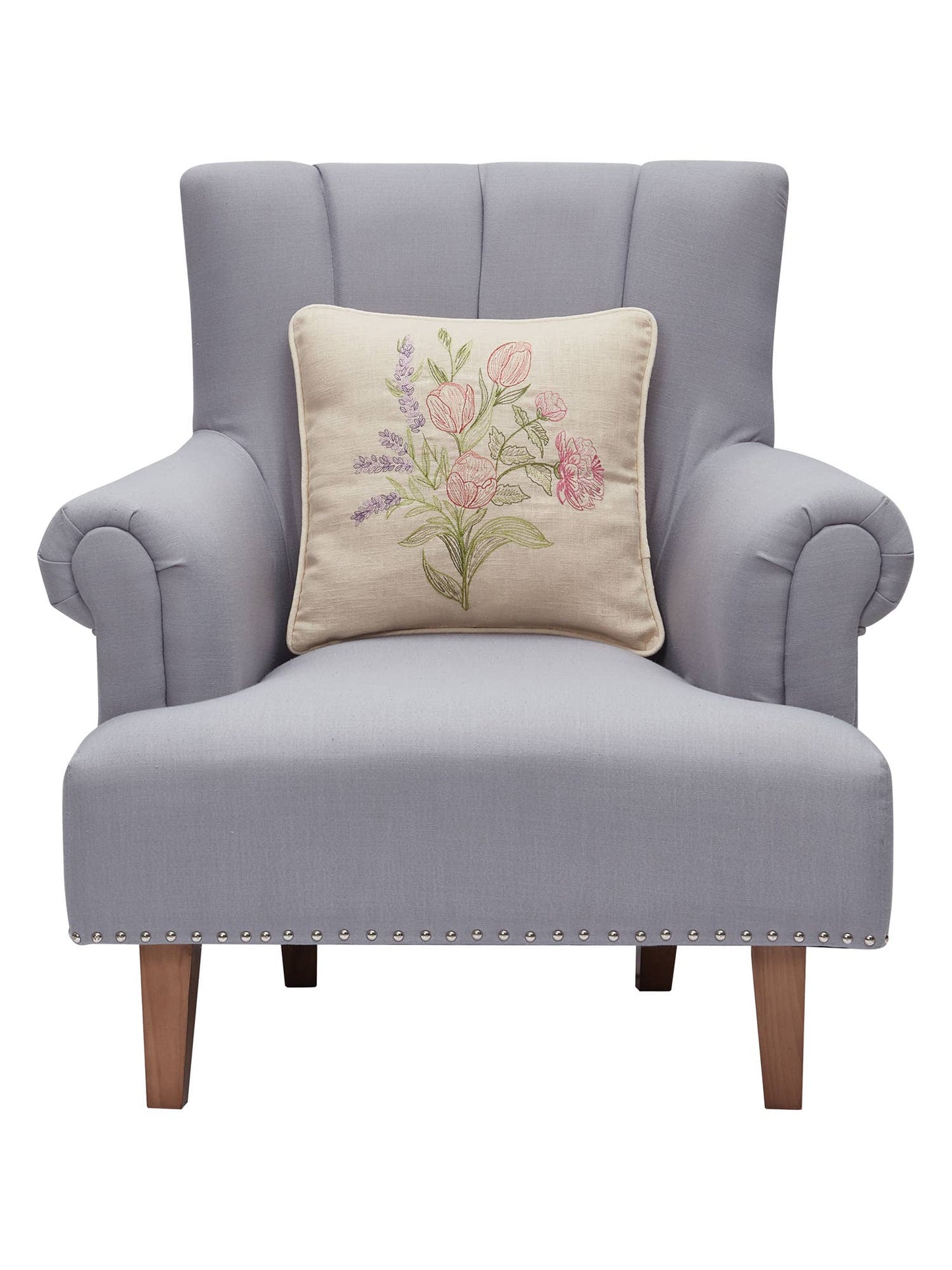 Spring Bunch Embroidered Pillow