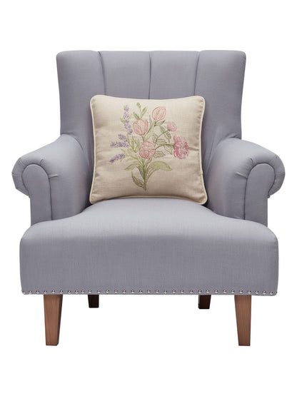 Spring Bunch Embroidered Pillow