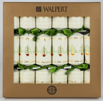 Greetings on Linen Christmas Crackers 12" 6ct