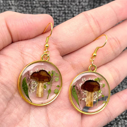 Dried Flowers & Mushroom Dangle Earrings