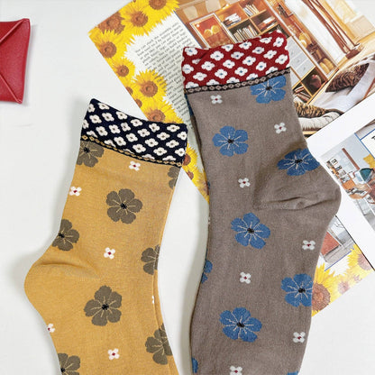 Women's Flower Pattern Crew Socks