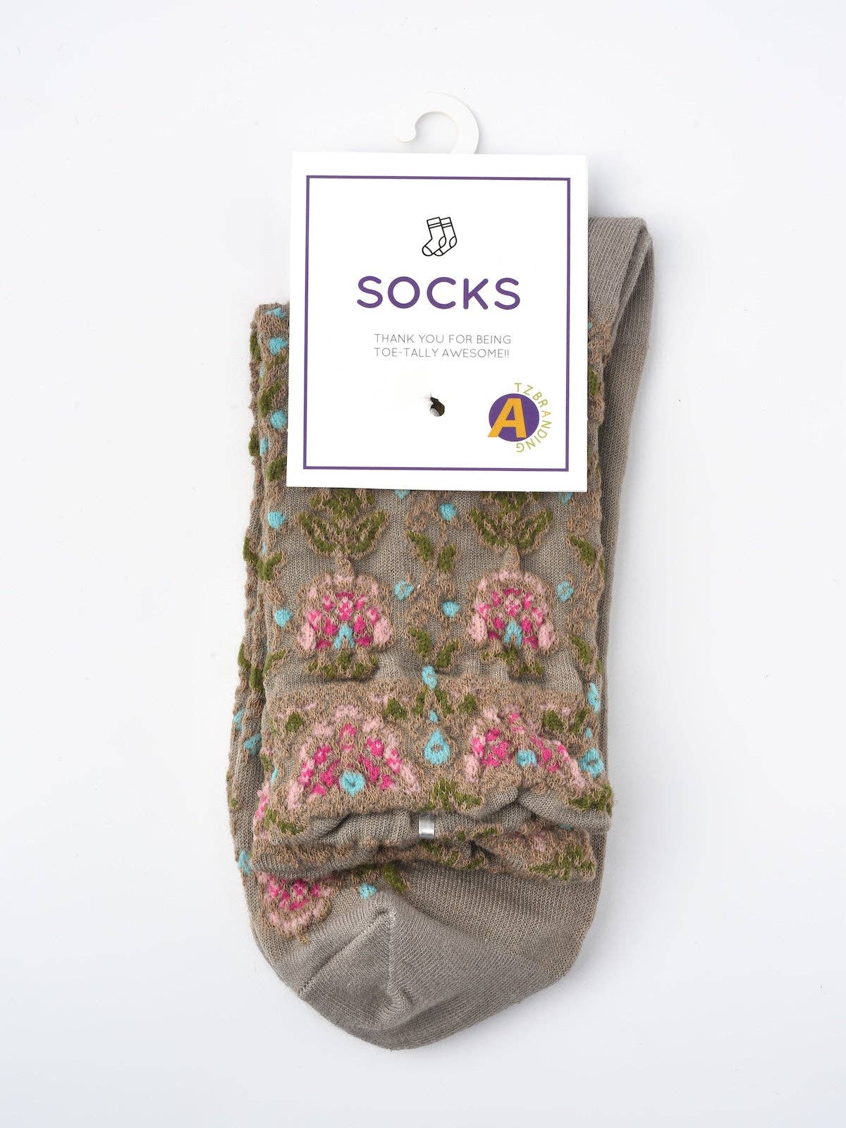 Rufia - Embossed Vintage Floral Mid-Calf Socks