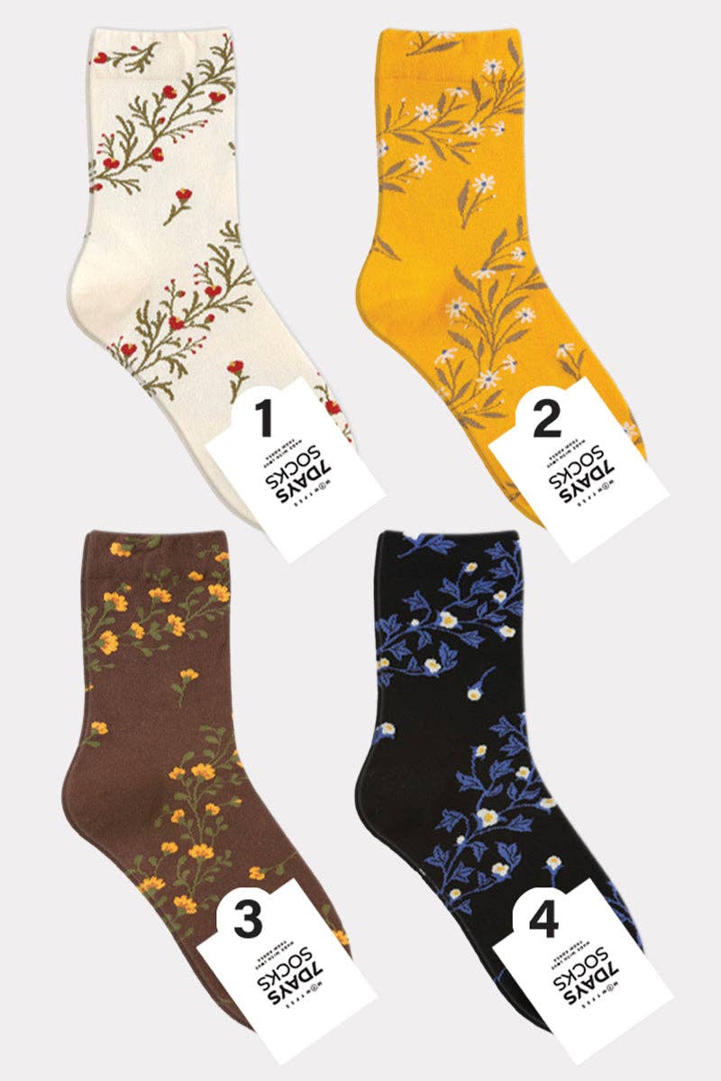 Women's Crew Twist Flower Socks