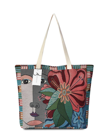 Cosbai - Large Capacity Embroidered Tote Bag