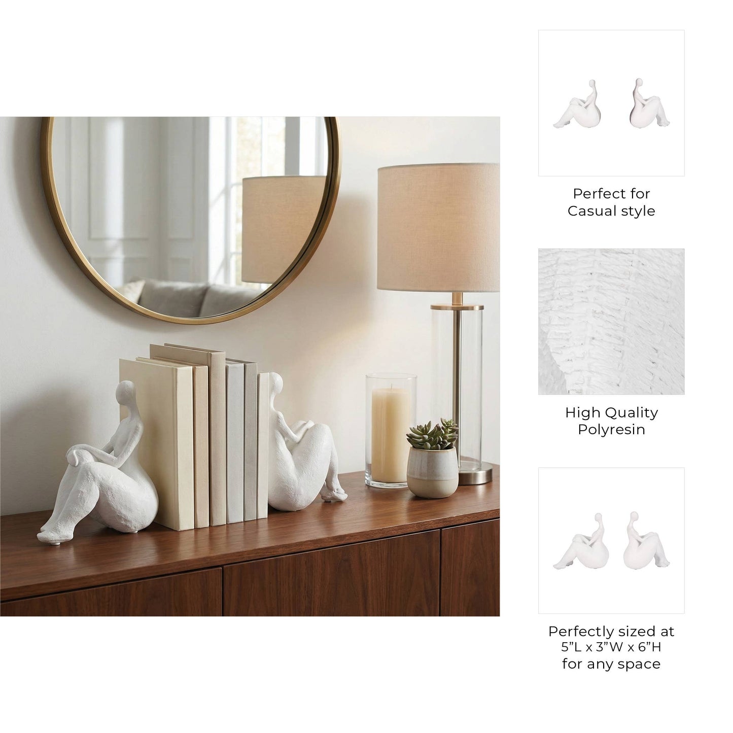 Abstract Sitting Ladies Bookends 6 in.