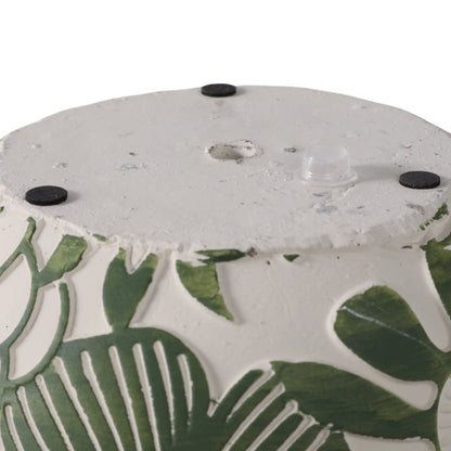 White & Green Ceramic Carved Floral Planters Two Sizes, 6"/8"
