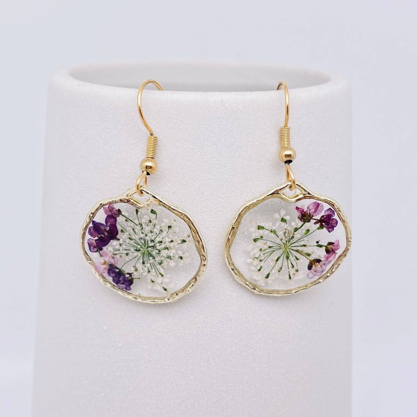 Queen Anne's Lace & Lobularia Maritima Floral Earings
