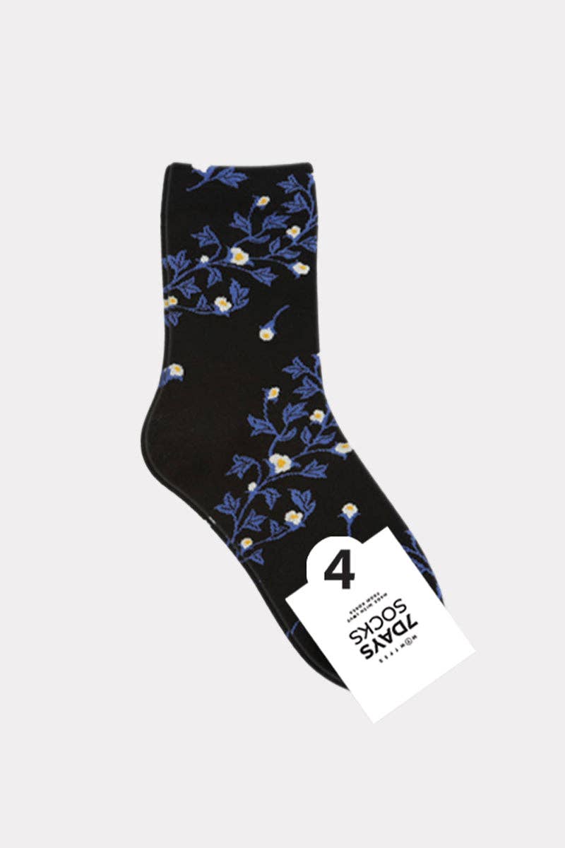 Women's Crew Twist Flower Socks