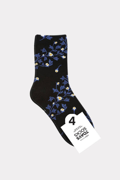 Women's Crew Twist Flower Socks