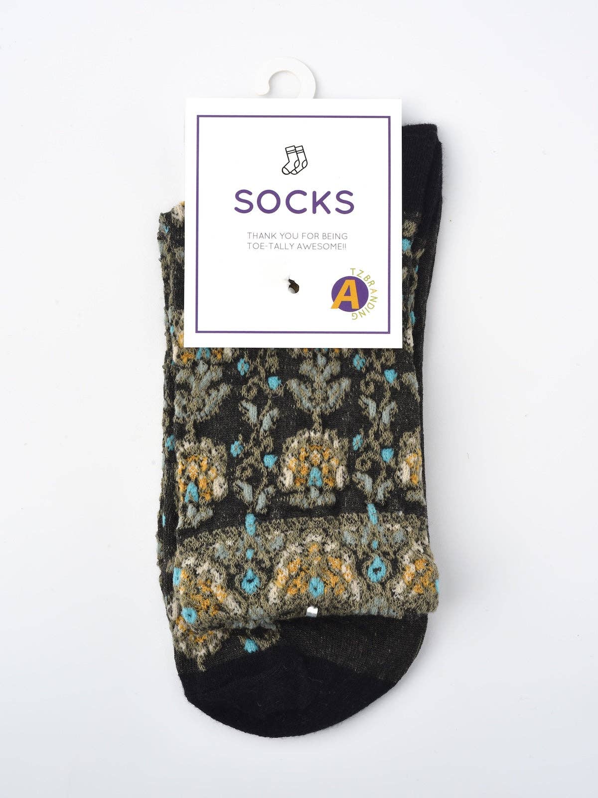 Rufia - Embossed Vintage Floral Mid-Calf Socks