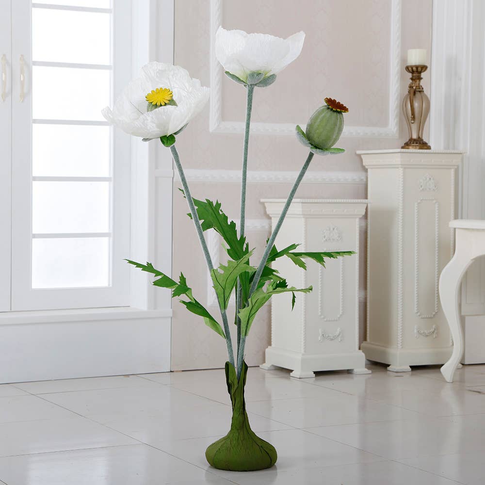 45" Poppy Faux Flower Stem