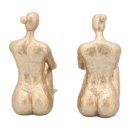 Gold Resin Modern Lady Pair Bookend 8"