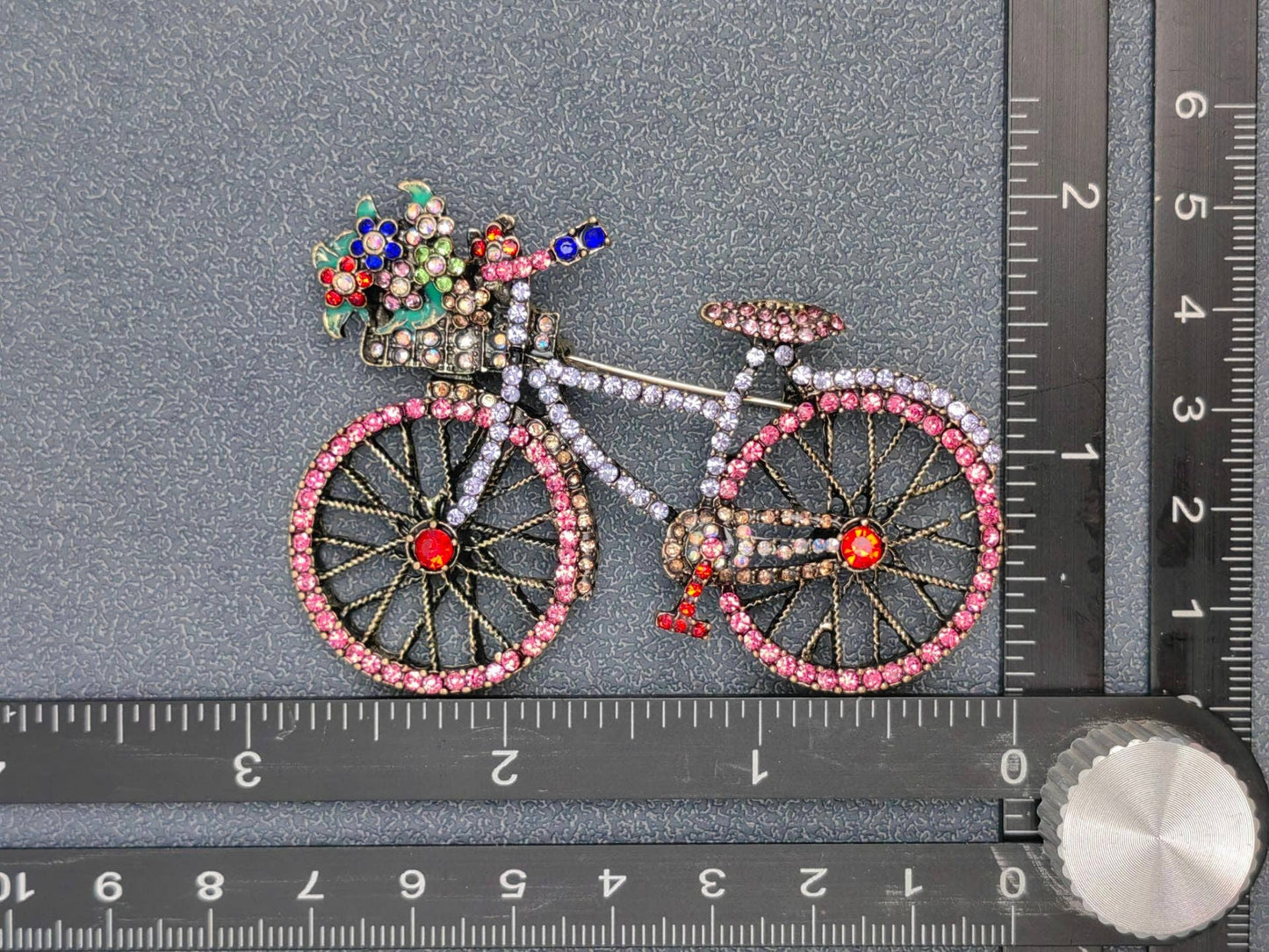 Creative Colorful Rhinestone Bicycle Brooch