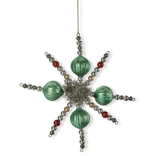 SALE Vintage Star Christmas Ornament - Green