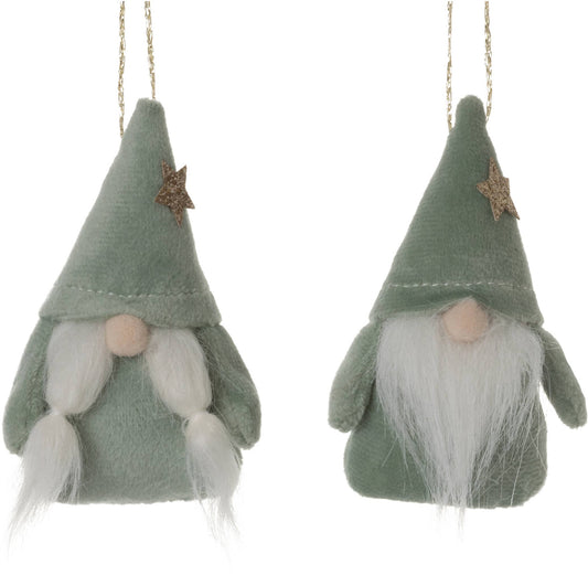 Velour gnome ornament, light green