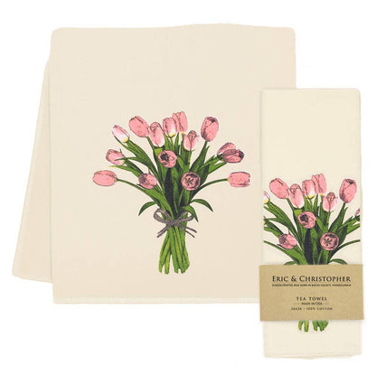 Spring Tulips Tea Towel Pink