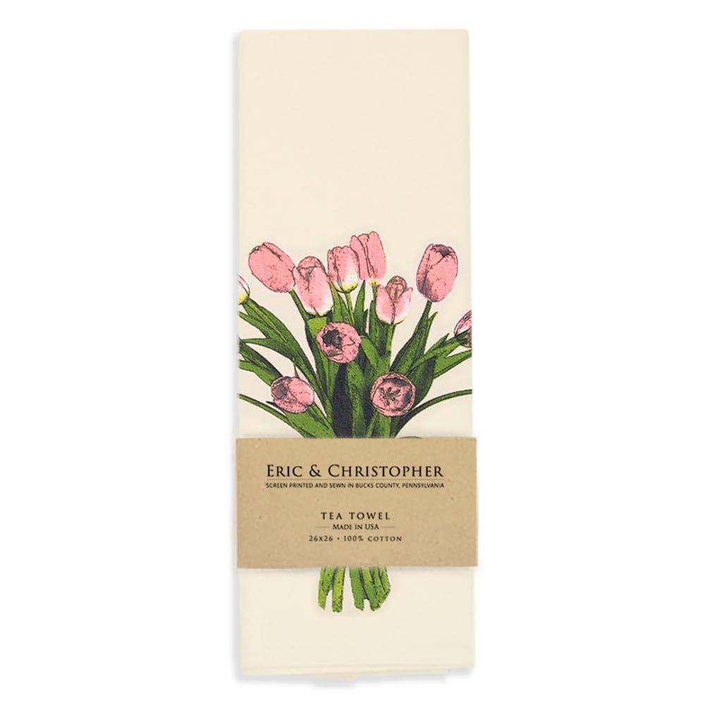 Spring Tulips Tea Towel Pink