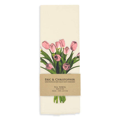 Spring Tulips Tea Towel Pink