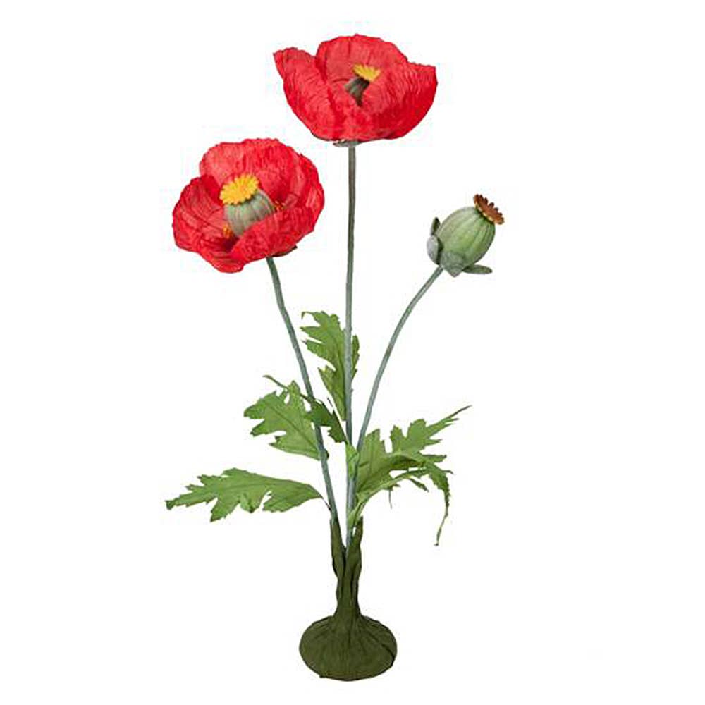 45" Poppy Faux Flower Stem