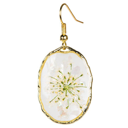 DRIED FLOWER OVAL EARRINGS