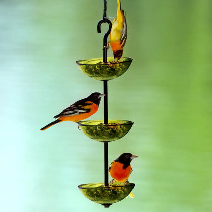 Mosaic Birds Triple Hanging Poppy Feeder Lime