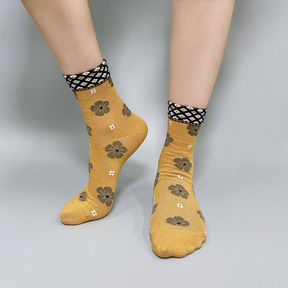 Women's Flower Pattern Crew Socks