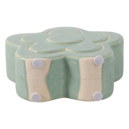 Green Ceramic Sculpted Flower Pencil Cup 6"