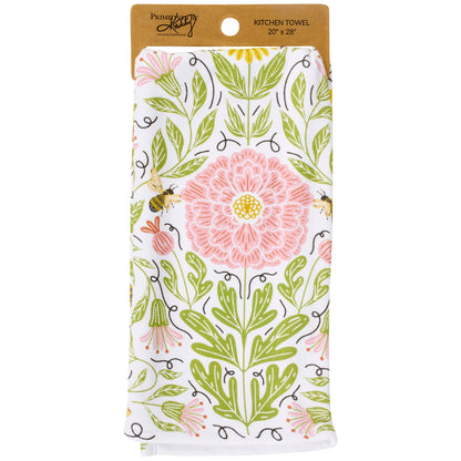 Peony Bee Kitchen Towel