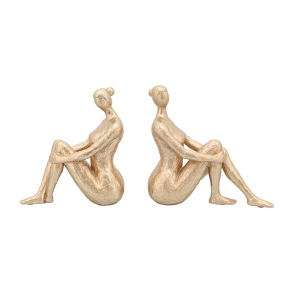 Gold Resin Modern Lady Pair Bookend 8"