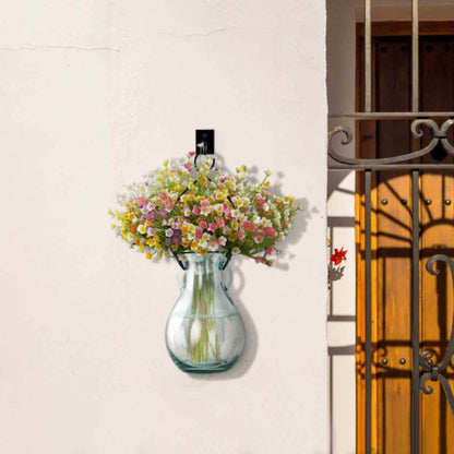 18" French Country Hanging Glass Vase & Wall Hook