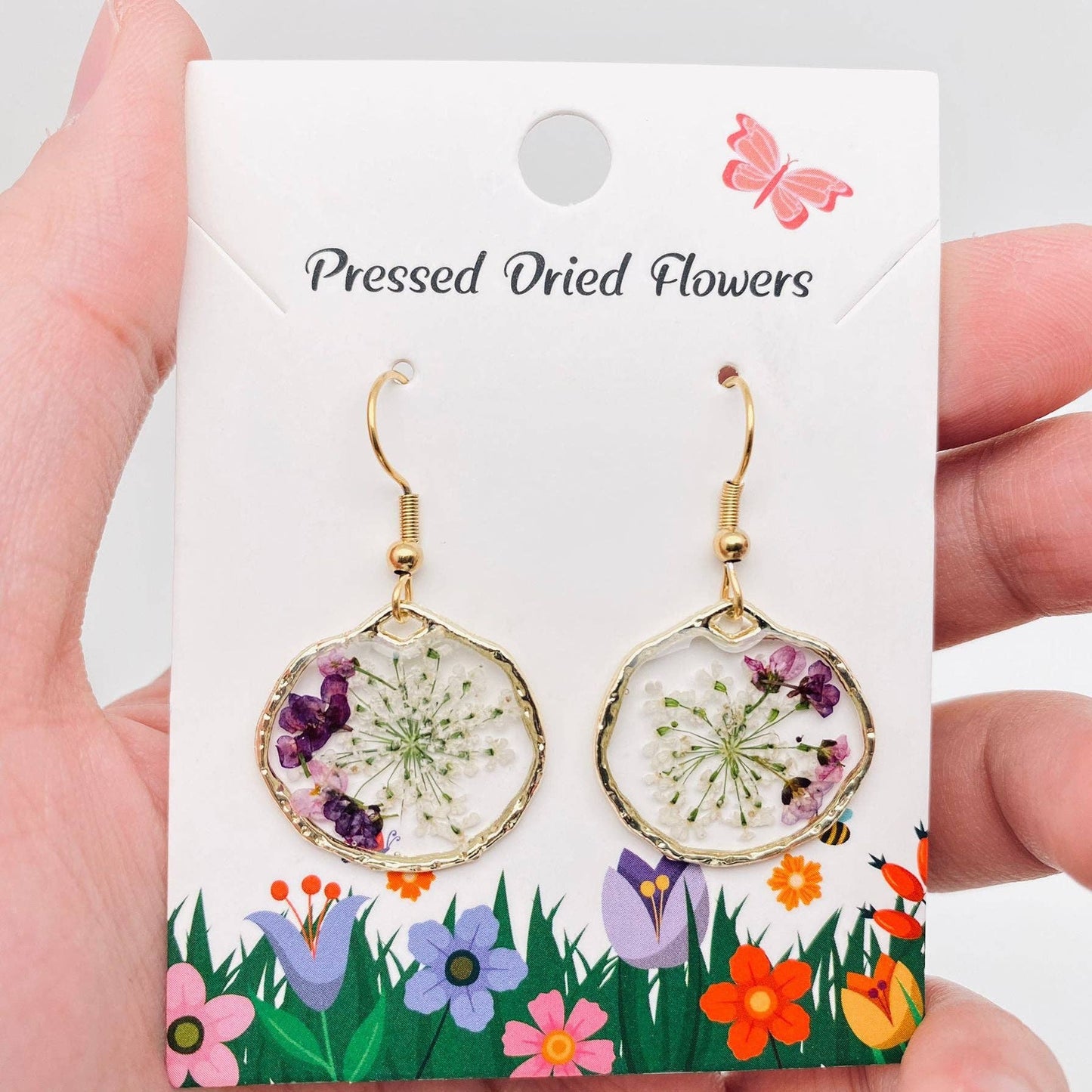 Queen Anne's Lace & Lobularia Maritima Floral Earings