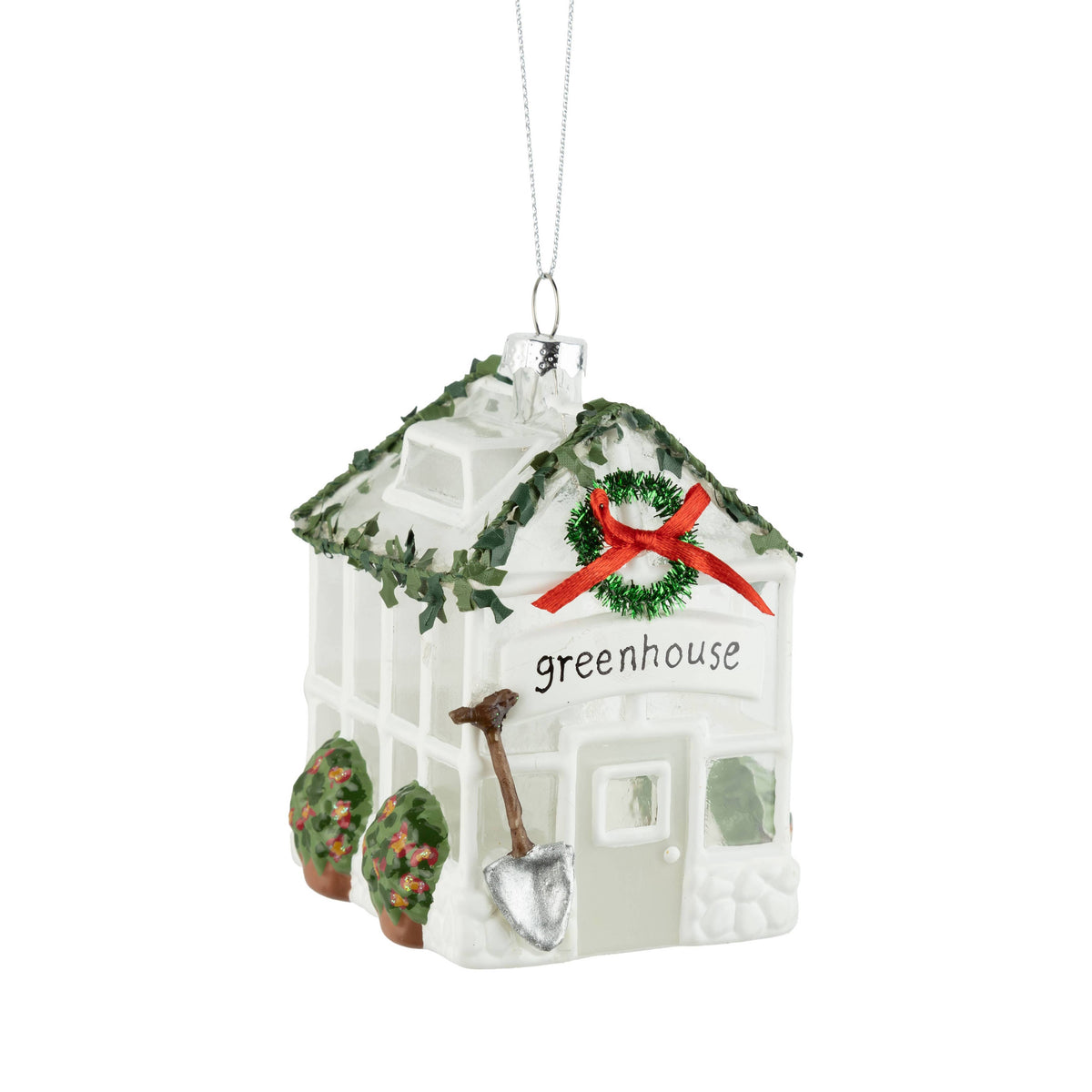 White glass greenhouse ornament, 4 in