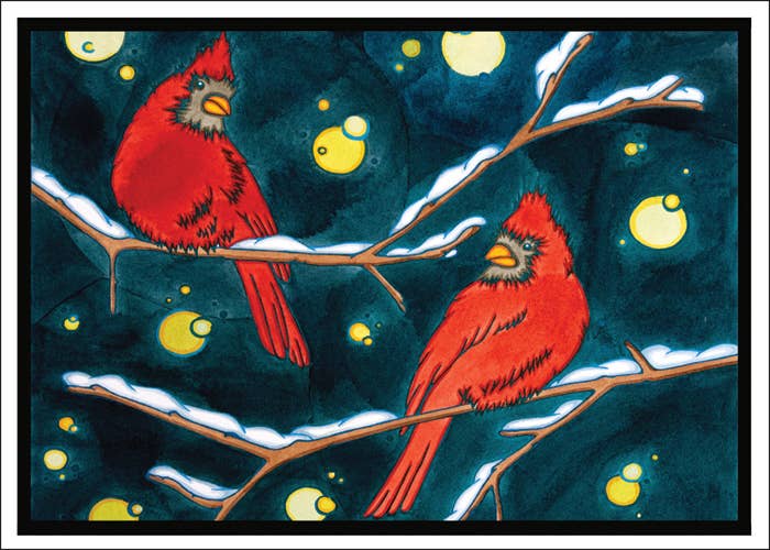 Greeting Card Winter Cardinals