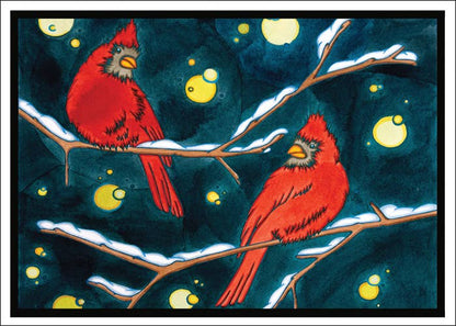 Greeting Card Winter Cardinals