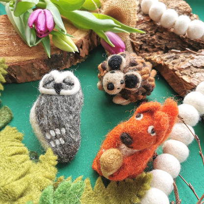 Grey Owl Biodegradable Handmade Hanging Needle Felt Decor