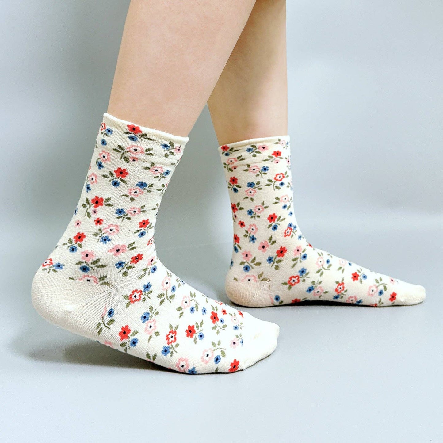 Women's  Flower Pattern Crew Socks