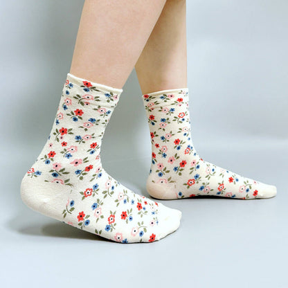 Women's  Flower Pattern Crew Socks